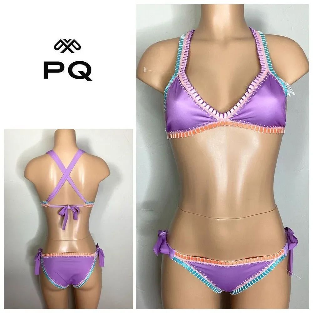 New. PQ lavender crochet trim bikini set. S-top/M-bottom. Retails $172